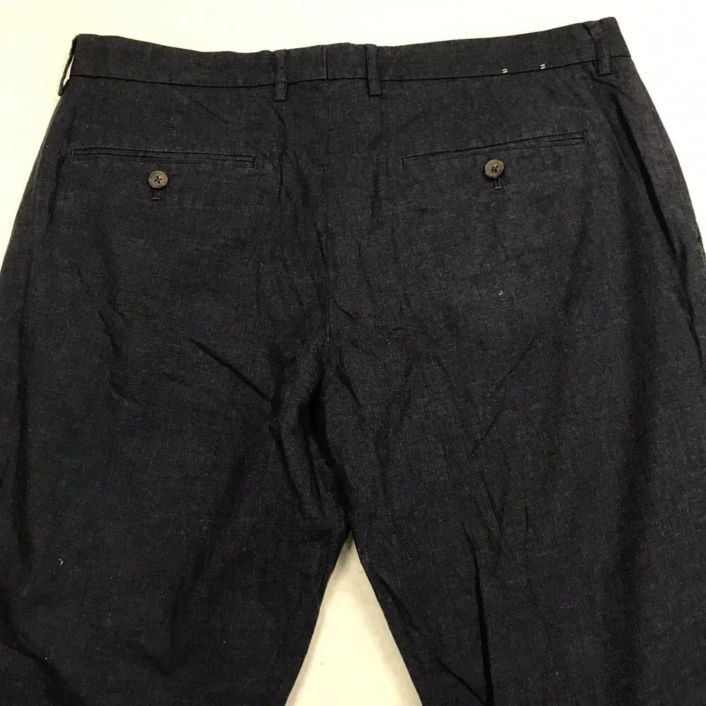 J CREW Thompson Pants Men 35x32 (36x29 actual) Navy Tapered Leg Chino Cotton